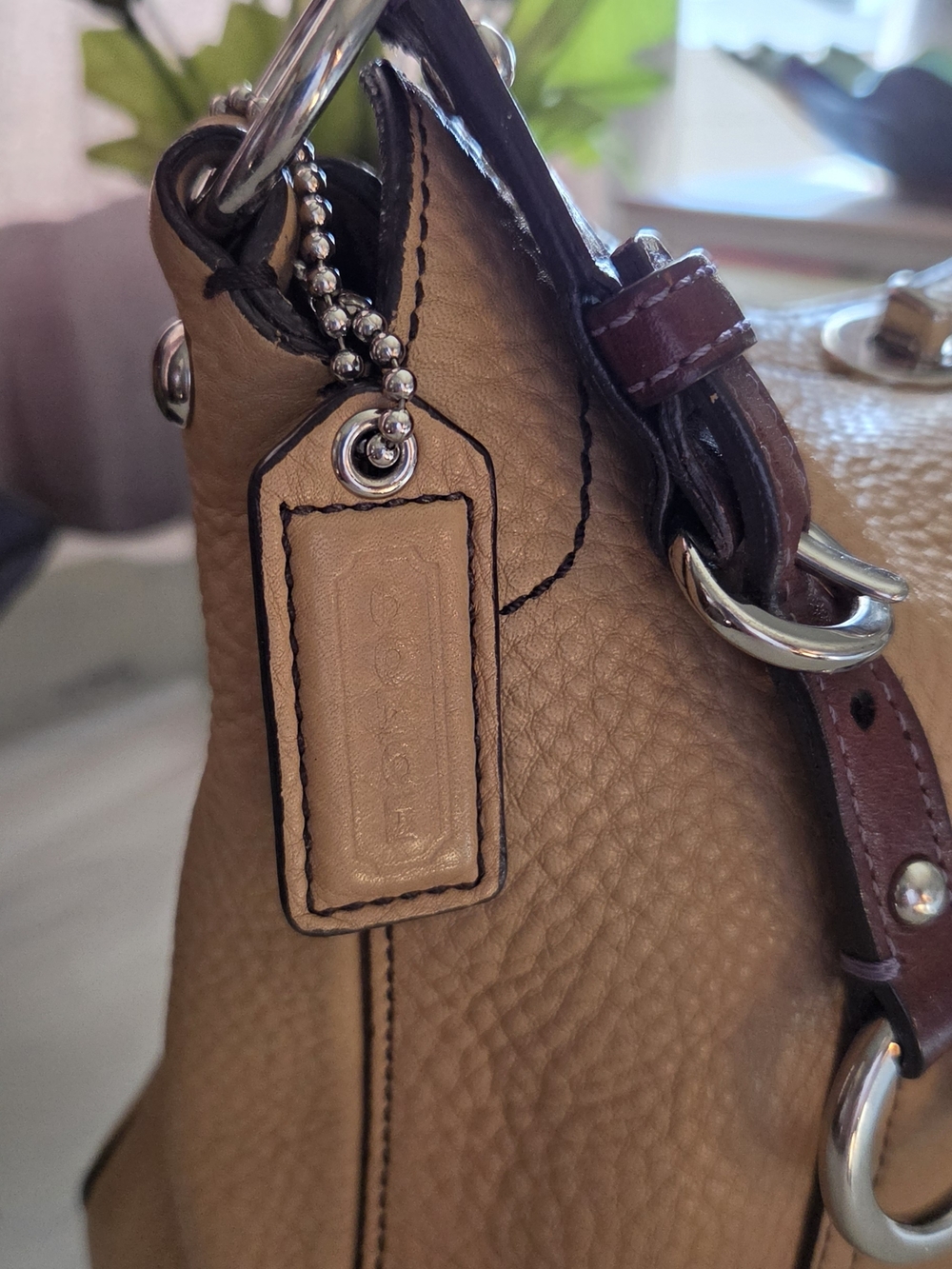 Coach Pebbled Leather Shoulder Bag in Tan - Picture 4 of 12